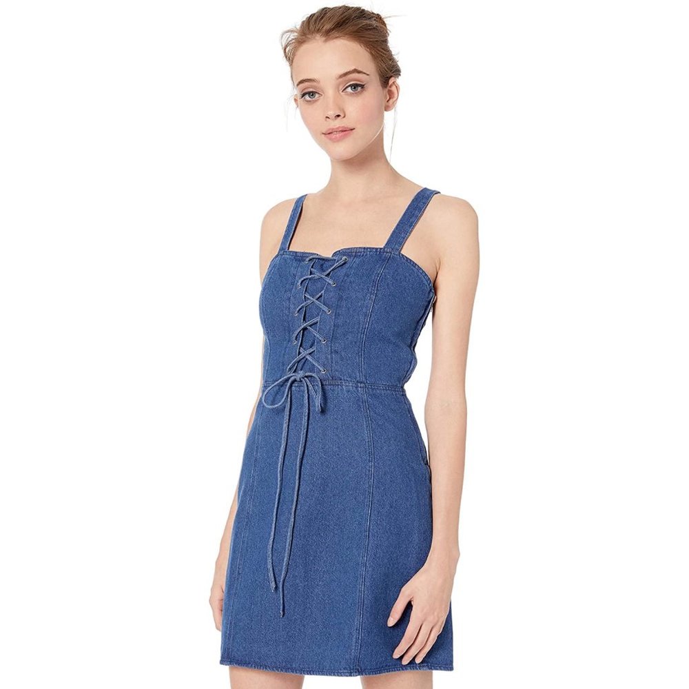 NWT BB Dakota Denim Daydream Lace Up Front Dress 8